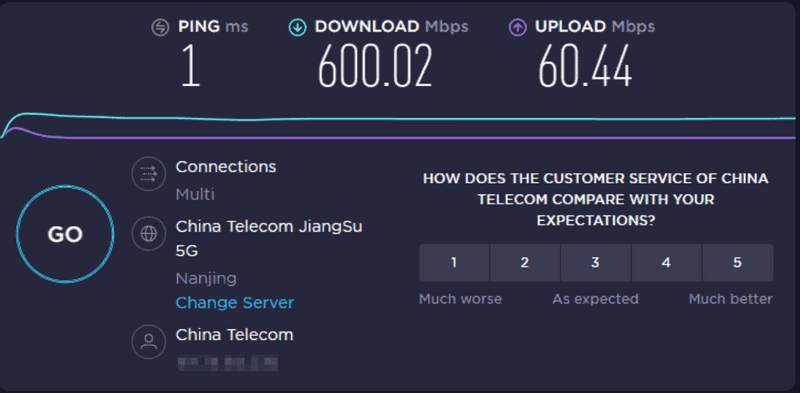 5G网路在中国区的原始速度