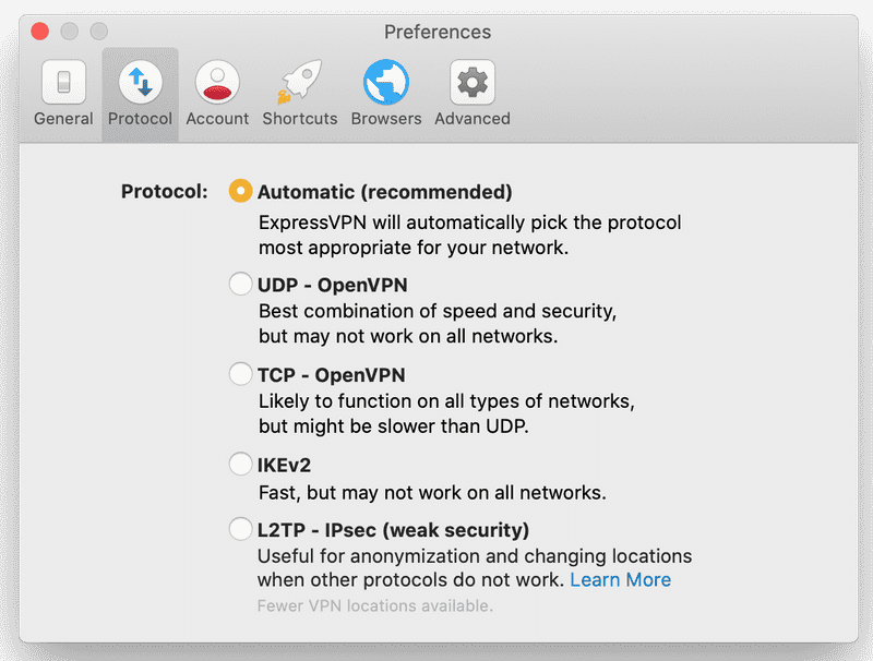 ExpressVPN 协议选择