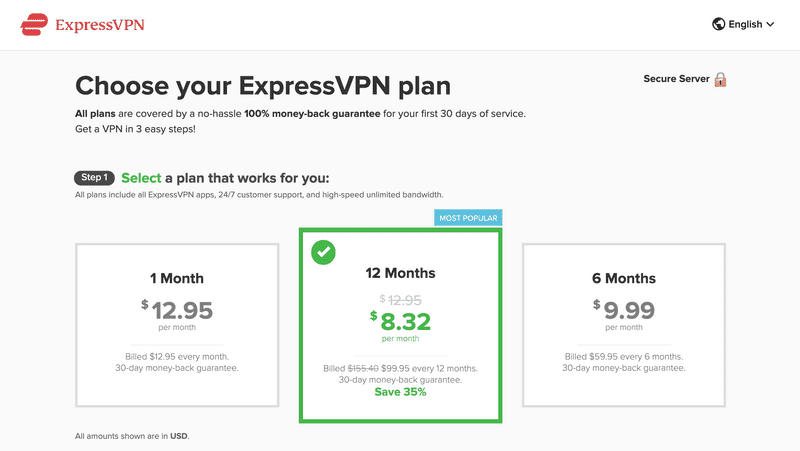 没有优惠的Express界面